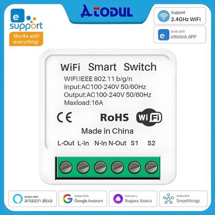 Imagem de Interruptor Mini Wifi 16A eWeLink DIY Controle Remoto Timer Relé Para Smart Life Alexa Google Home