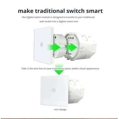 Imagem de Interruptor Mini Zigbee Inteligente 1 Gang 2 Gangs Controle Remoto Por Aplicativo Hub Tuya Alexa