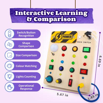 Imagem de Interruptor Montessori Toy Busy Board Yewdrum de 1 ano com 13 LED