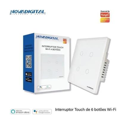 Imagem de Interruptor Nova Digital Branco 4 Botões Wifi E Rf 4X4