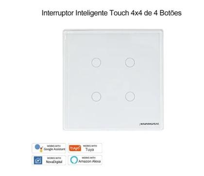 Imagem de Interruptor Nova Digital Branco 4 Botões Wifi E Rf 4X4