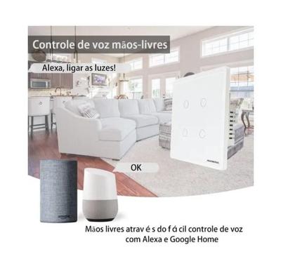 Imagem de Interruptor Nova Digital Branco 4 Botões Wifi E Rf 4X4