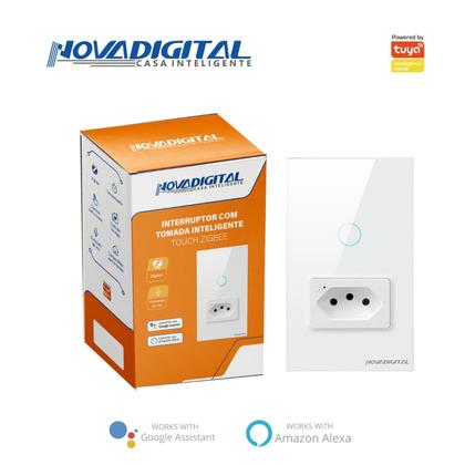 Imagem de Interruptor novadigital zigbee touch 1 botão e tomada