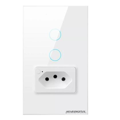 Imagem de Interruptor novadigital zigbee touch 2 botões e tomada