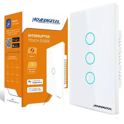 Imagem de Interruptor novadigital zigbee touch 3 botões