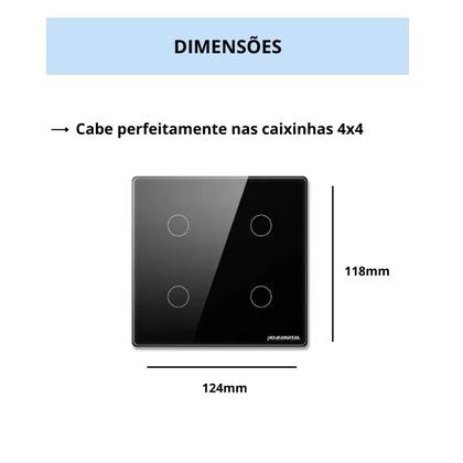Imagem de INTERRUPTOR NOVADIGITAL ZIGBEE TOUCH 4 BOTÕES 4x4