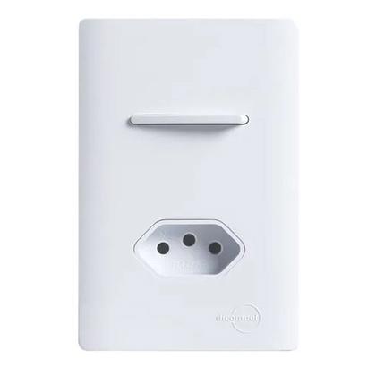 Imagem de Interruptor Novara Branco 1 Tecla Simples E Tomada 20A 4x2 Com Placa Dicompel