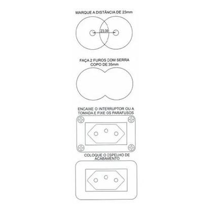Imagem de Interruptor Para Móvel Preto 10A Margirius Embutir MDF Planejado