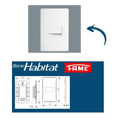 Imagem de Interruptor Paralelo Placa 16A/250V Horizontal Habitat Fame