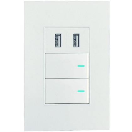 Imagem de Interruptor Premium Duplo De Parede Com Dupla Entrada USB