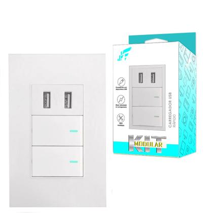 Imagem de Interruptor Premium Duplo De Parede Com Dupla Entrada USB