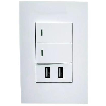 Imagem de Interruptor Premium Duplo De Parede Com Dupla Entrada USB