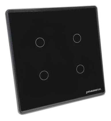 Imagem de Interruptor Preto Wifi 4 Botões Inteligente 4X4 Alexa Google