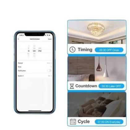 Imagem de Interruptor Preto Wifi 4 Botões Inteligente 4X4 Alexa Google