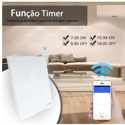 Imagem de Interruptor Preto Wifi 4 Botões Inteligente 4X4 Google