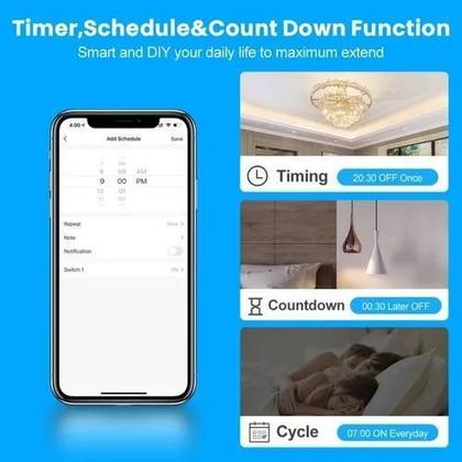 Imagem de Interruptor Preto Wifi 4 Botões Inteligente 4X4 Google