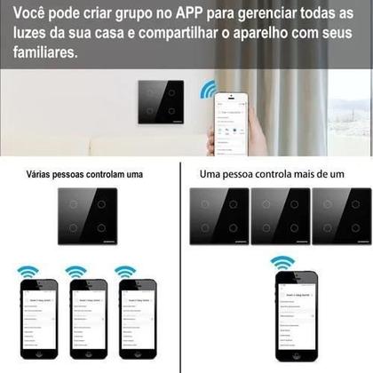 Imagem de Interruptor Preto Wifi 4 Botões Inteligente 4X4 Google