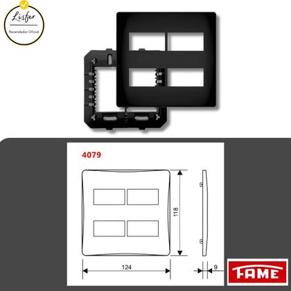 Imagem de Interruptor Quadruplo 2 Simples E 2 Paralelo 4x4 - Preto