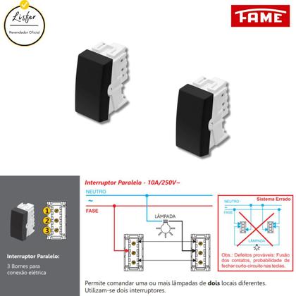 Imagem de Interruptor Quadruplo 2 Simples E 2 Paralelo 4x4 - Preto