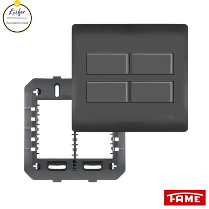 Imagem de Interruptor Quadruplo 2 Simples E 2 Paralelo 4x4 - Preto