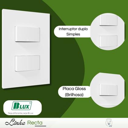 Imagem de Interruptor Recta 2 Teclas Simples Distanciado Com Placa Branca - B.Lux