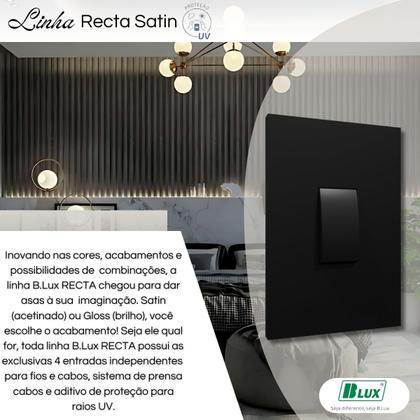 Imagem de Interruptor Recta Satin 1 Tecla Simples Vertical com Placa Acetinado Black - B.Lux