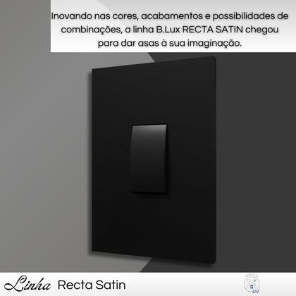 Imagem de Interruptor Recta Satin 1 Tecla Simples Vertical com Placa Acetinado Black - B.Lux