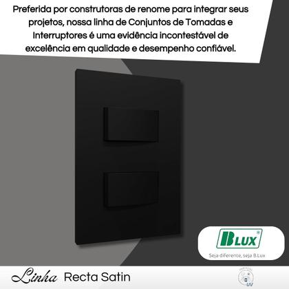 Imagem de Interruptor Recta Satin 2 Tecla Simples Distanciados com Placa Black - B.Lux