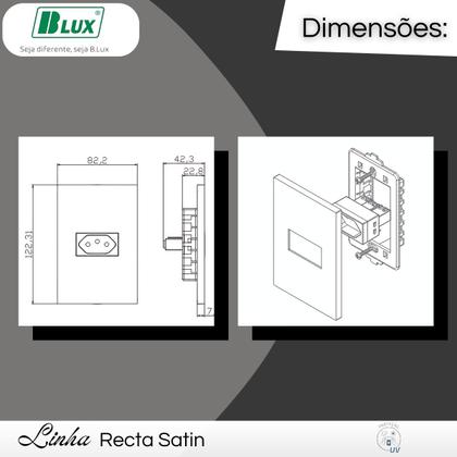 Imagem de Interruptor Recta Satin 2 Tecla Simples Distanciados com Placa Black - B.Lux