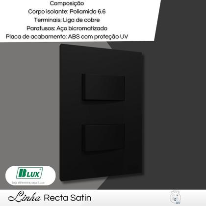 Imagem de Interruptor Recta Satin 2 Tecla Simples Distanciados com Placa Black - B.Lux