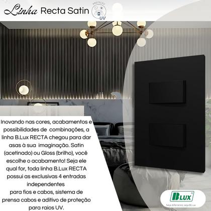 Imagem de Interruptor Recta Satin 2 Tecla Simples Distanciados com Placa Black - B.Lux