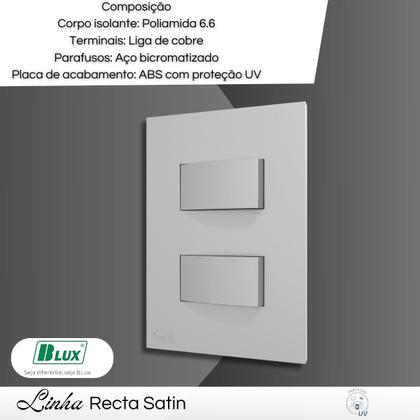 Imagem de Interruptor Recta Satin 2 Tecla Simples Distanciados Com Placa Prata - B.Lux