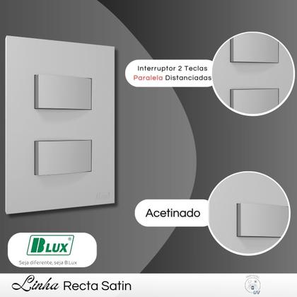 Imagem de Interruptor Recta Satin 2 Teclas Paralelas Distanciados Com Placa Prata - B.Lux