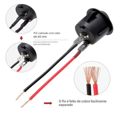 Imagem de Interruptor Redondo ON OFF 20mm com Fios PréSoldados 12V 110V Ideal para Carros Motos Barcos LEDs e Projetos DIY