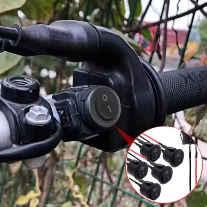 Imagem de Interruptor Redondo ON OFF 20mm com Fios PréSoldados 12V 110V Ideal para Carros Motos Barcos LEDs e Projetos DIY