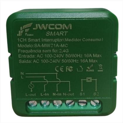 Imagem de Interruptor Relé Inteligente Wifi 1 Canal Jwcom Medidor