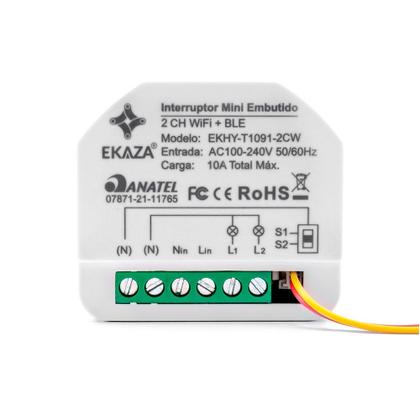 Imagem de Interruptor Relé MiniModulo Embutido Wifi Ble 2 Canais Alexa