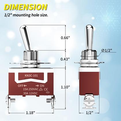 Imagem de Interruptor seletor Joinfworld 12V DC 30A à prova d'água marinho, pacote com 4