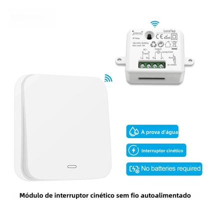Imagem de Interruptor Sem Fio À Prova d'Água Controle Remoto LoraTap Kinetic Autoalimentado RF 433Mhz Fácil De