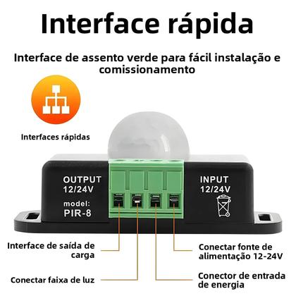Imagem de Interruptor Sensor De Movimento PIR Ajustável DC12V-24V 8A Para Fita De Luz LED Sensor De Corpo