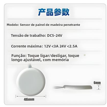 Imagem de Interruptor Sensor De Toque De Madeira Regulável 3.7~24V 3A Para Controle De Luz LED Em Casa