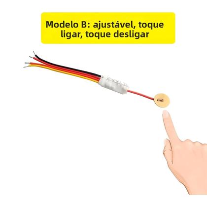 Imagem de Interruptor Sensor De Toque Mini De Modo Duplo 3.7-24V 2.5A Para Luz LED Nível De Água Painel De