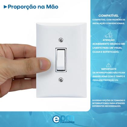 Imagem de Interruptor Simples 1 Tecla 10A Com Placa Espelho Branco