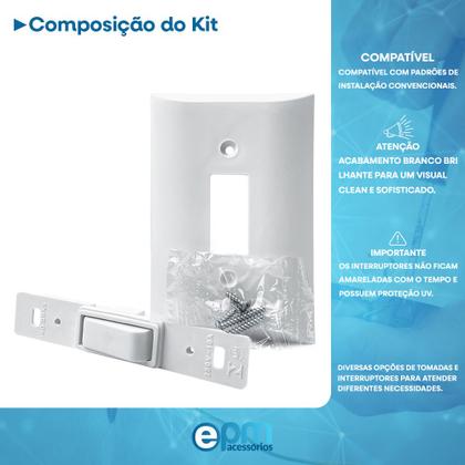 Imagem de Interruptor Simples 1 Tecla 10A Com Placa Espelho Branco