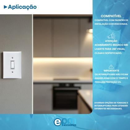 Imagem de Interruptor Simples 1 Tecla 10A Com Placa Espelho Branco