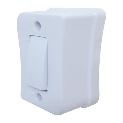 Imagem de Interruptor Simples 1 Tecla Externo Sobrepor Com Espelho Branco Linha Viena Bivolt 127v e 250v