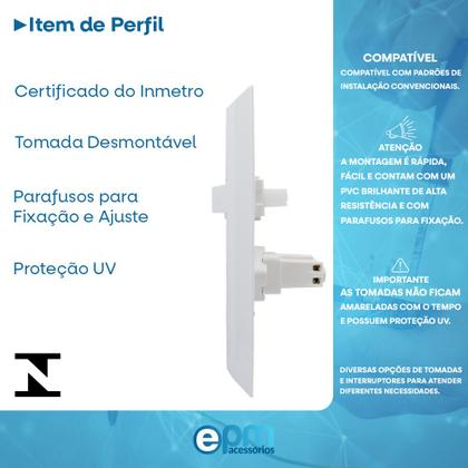 Imagem de Interruptor Simples 1 Tecla + Tomada 10A 2p+t Com Espelho Branco