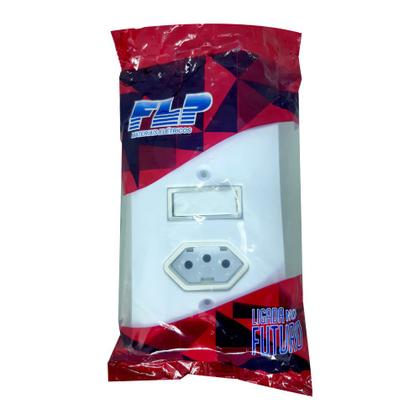 Imagem de Interruptor Simples 1 Tecla + Tomada 20A 2p+t Branco Com Espelho Bivolt 127v e 250v