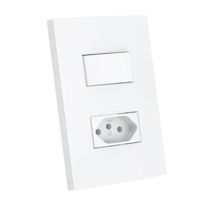 Imagem de Interruptor Simples 10A 4x2 1 Tecla e Tomada 10A Branco Dubai Enerbras