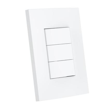 Imagem de Interruptor Simples 10A 4x2 3 Teclas Branco Dubai Enerbras